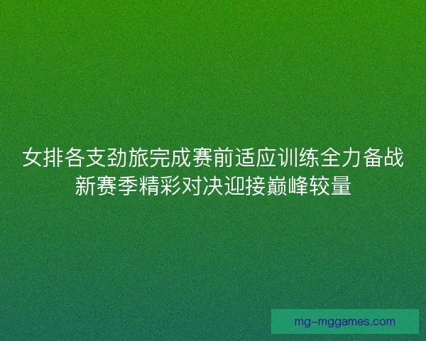 女排各支劲旅完成赛前适应训练全力备战新赛季精彩对决迎接巅峰较量